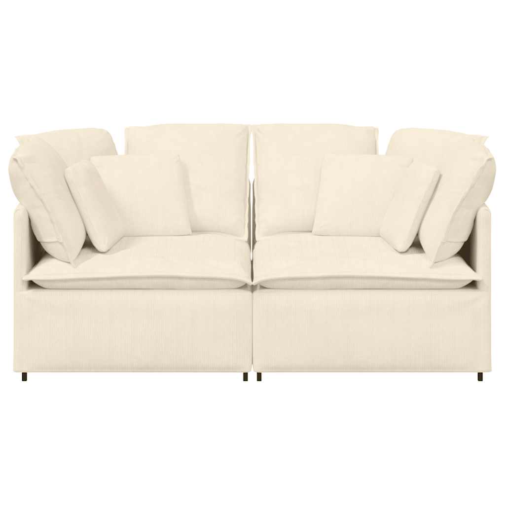 Modulares Sofa mit Kissen Cordstoff Creme
