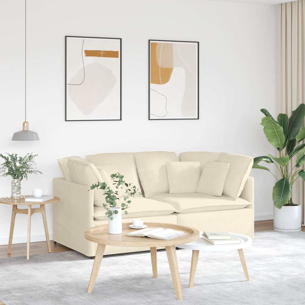 Modulares Sofa mit Kissen Cordstoff Creme