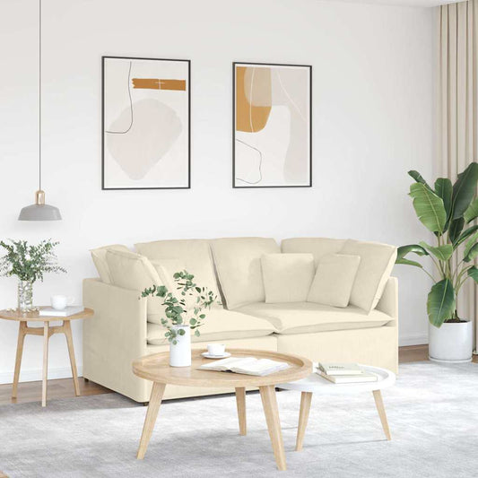 Modulares Sofa mit Kissen Cordstoff Creme