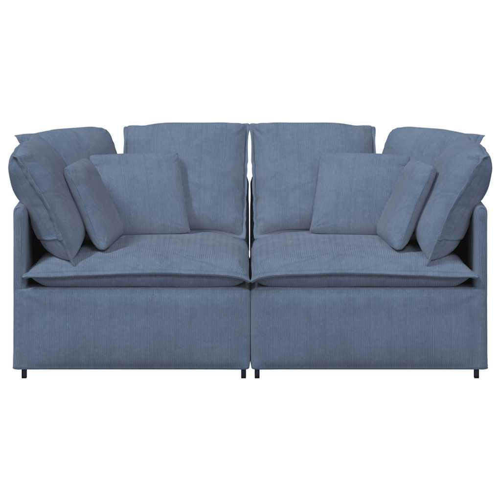 Modulares Sofa mit Kissen Cordstoff Blau