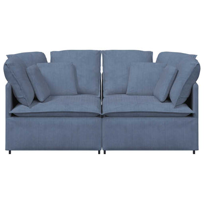 Modulares Sofa mit Kissen Cordstoff Blau