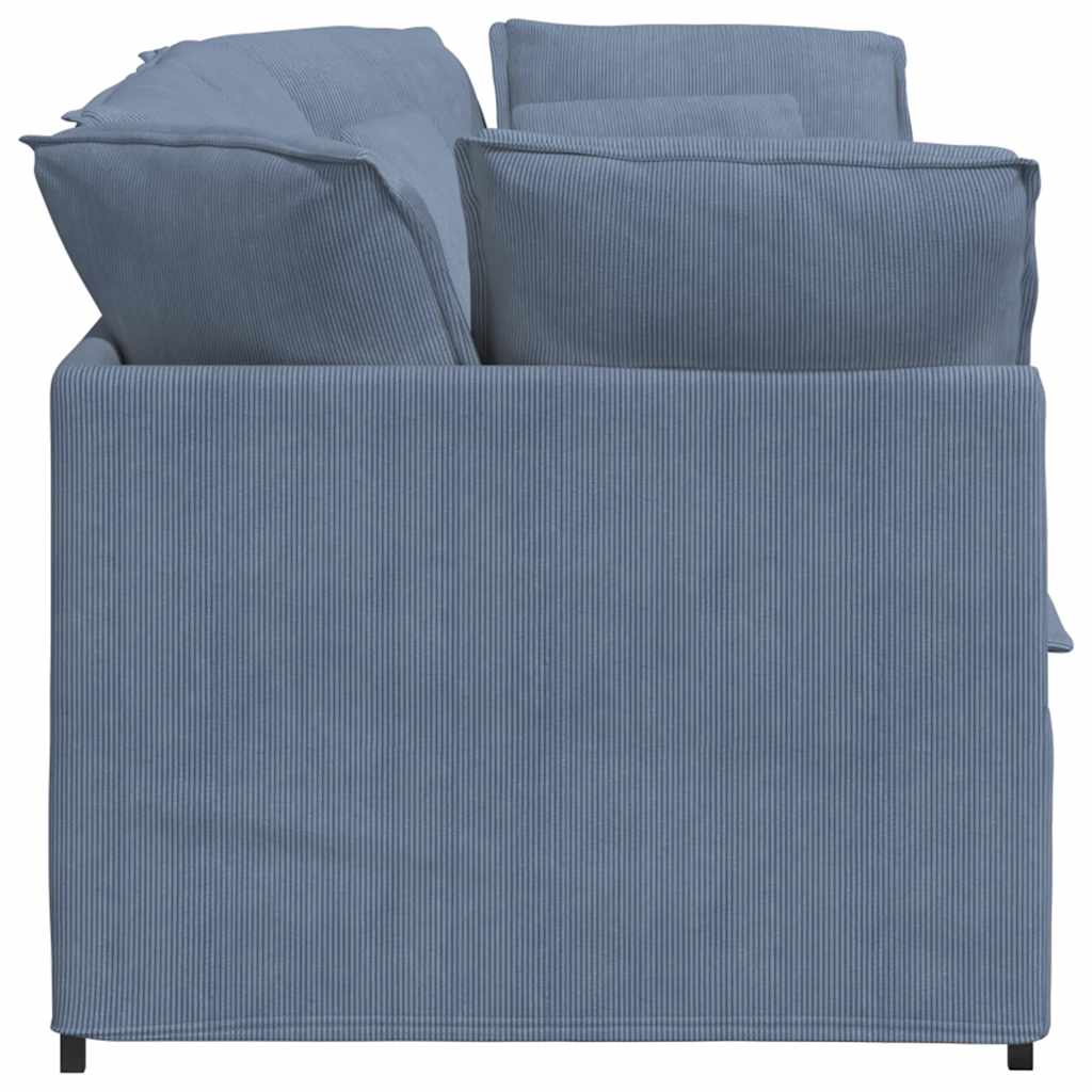 Modulares Sofa mit Kissen Cordstoff Blau