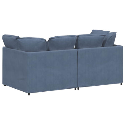 Modulares Sofa mit Kissen Cordstoff Blau