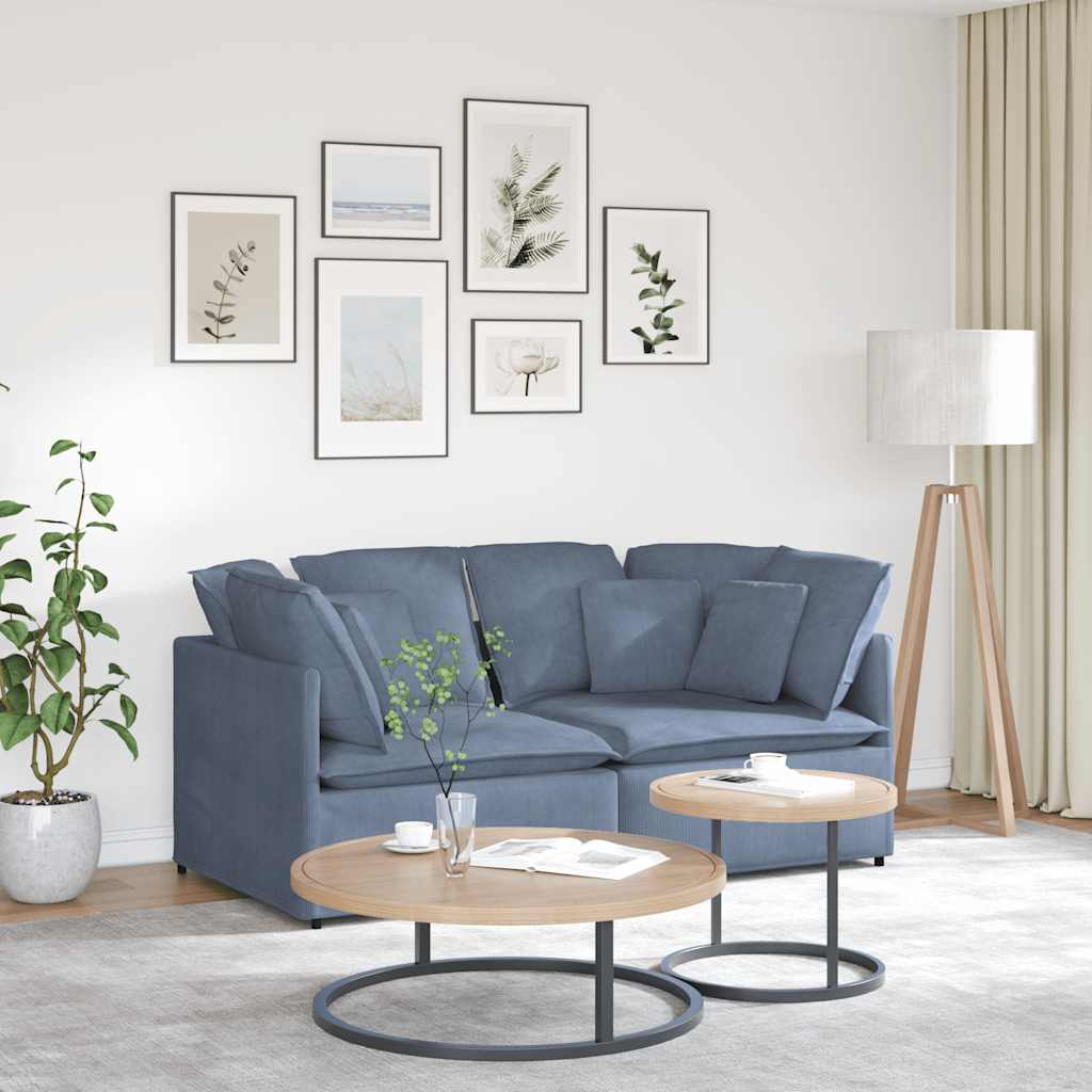 Modulares Sofa mit Kissen Cordstoff Blau