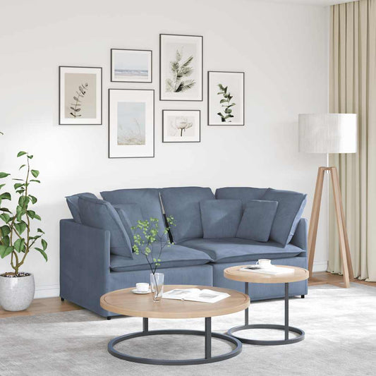 Modulares Sofa mit Kissen Cordstoff Blau