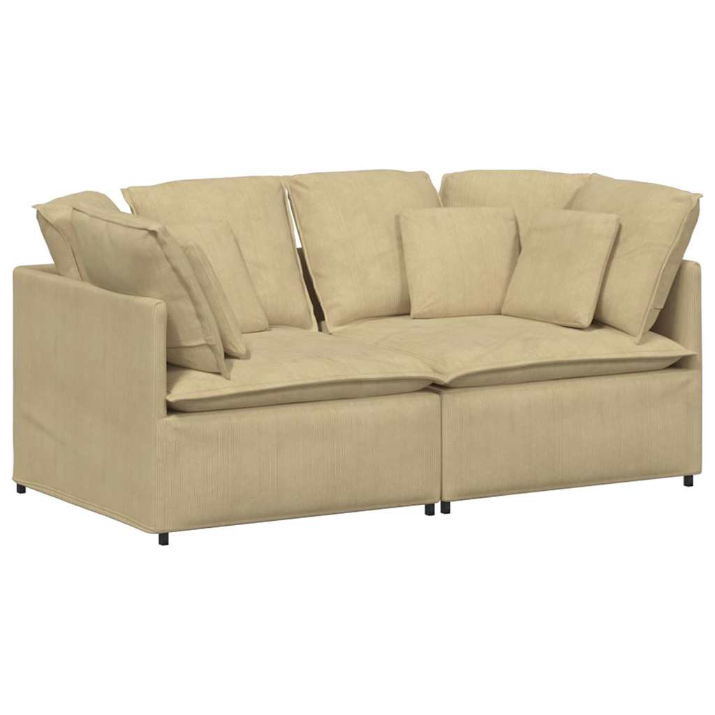Modulares Sofa mit Kissen Cordstoff Graugrün