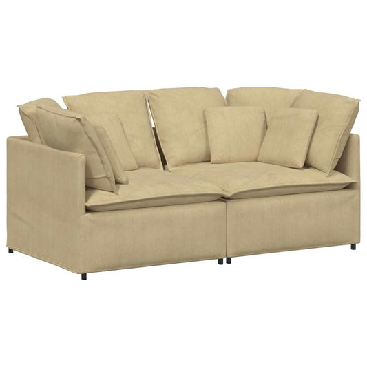 Modulares Sofa mit Kissen Cordstoff Graugrün