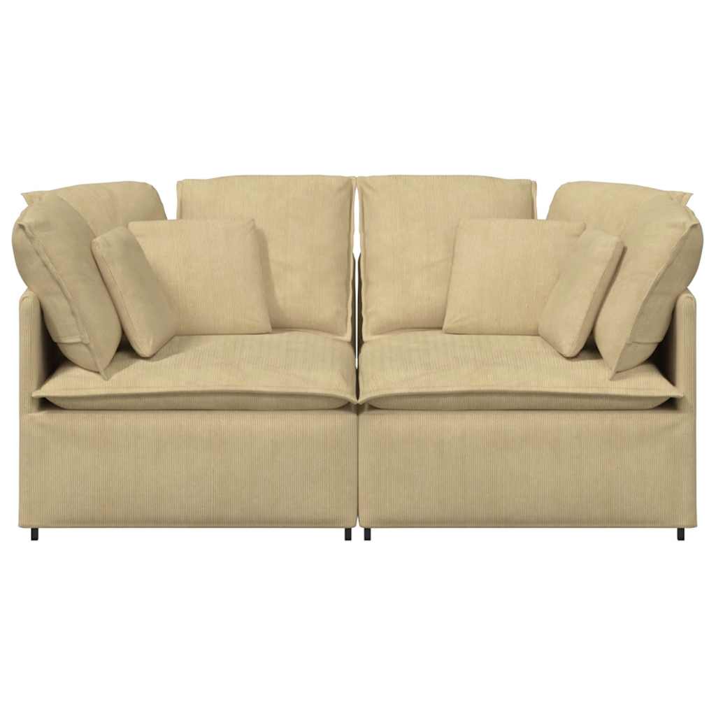 Modulares Sofa mit Kissen Cordstoff Graugrün