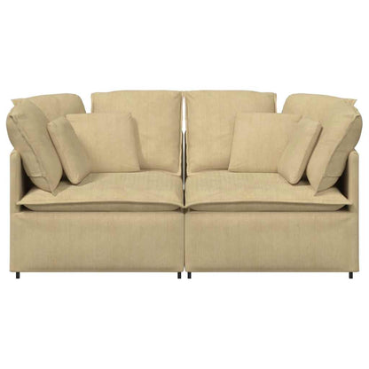 Modulares Sofa mit Kissen Cordstoff Graugrün