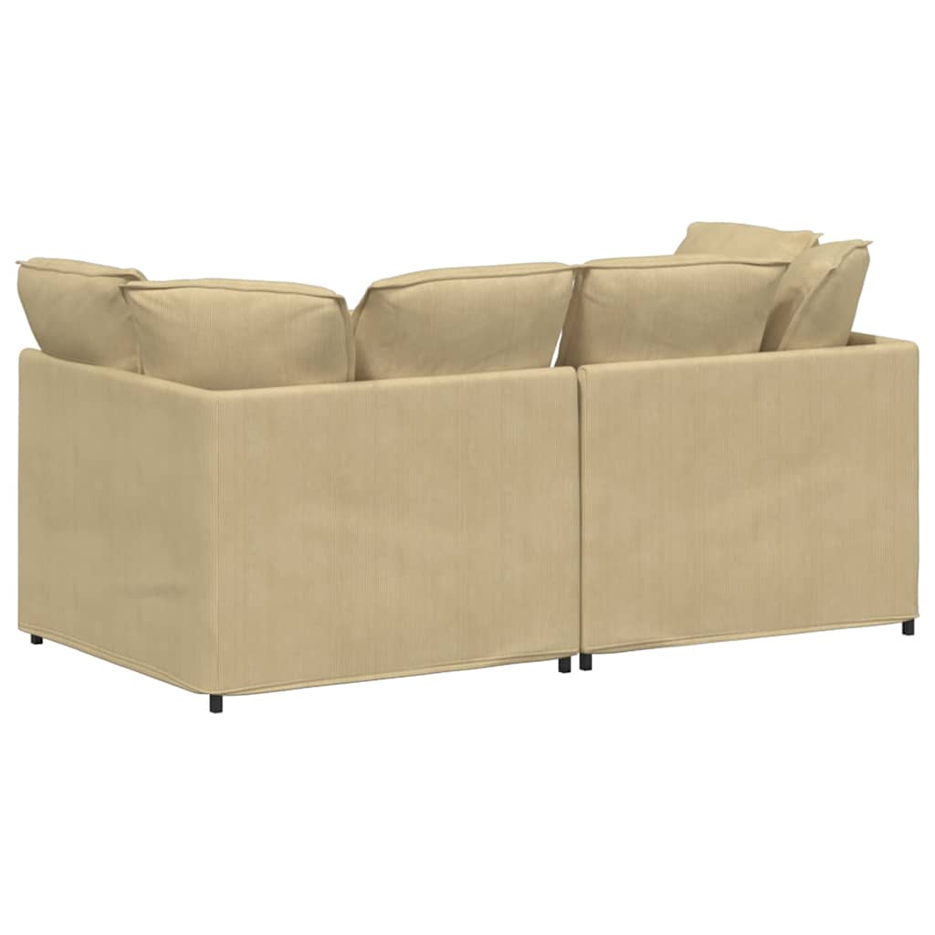 Modulares Sofa mit Kissen Cordstoff Graugrün