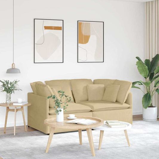 Modulares Sofa mit Kissen Cordstoff Graugrün
