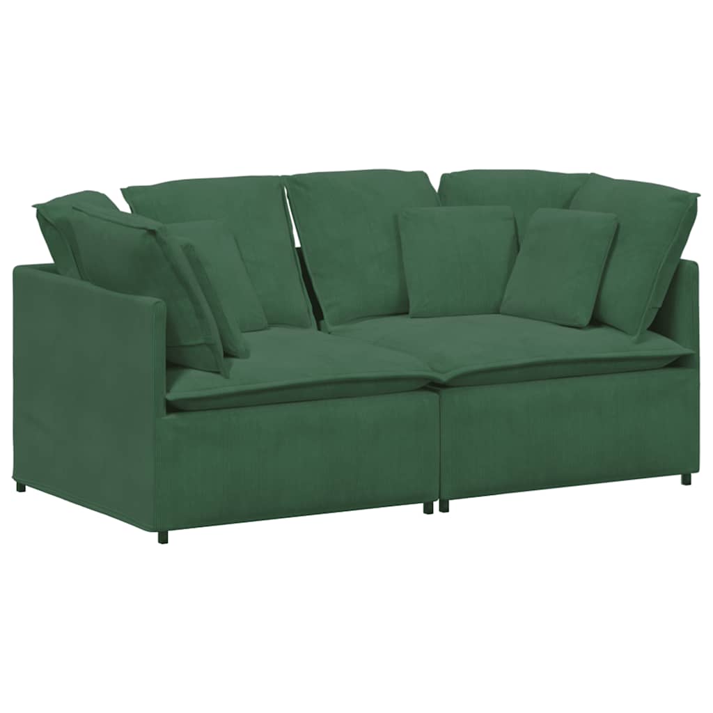Modulares Sofa mit Kissen Cordstoff Dunkelgrün