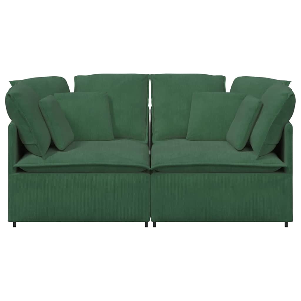 Modulares Sofa mit Kissen Cordstoff Dunkelgrün