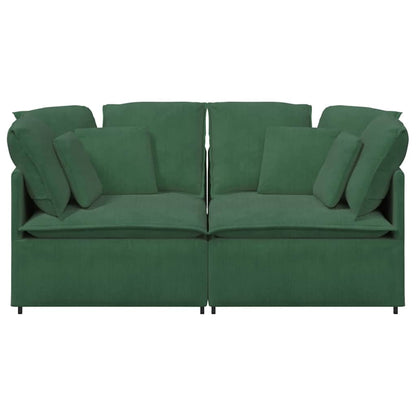 Modulares Sofa mit Kissen Cordstoff Dunkelgrün
