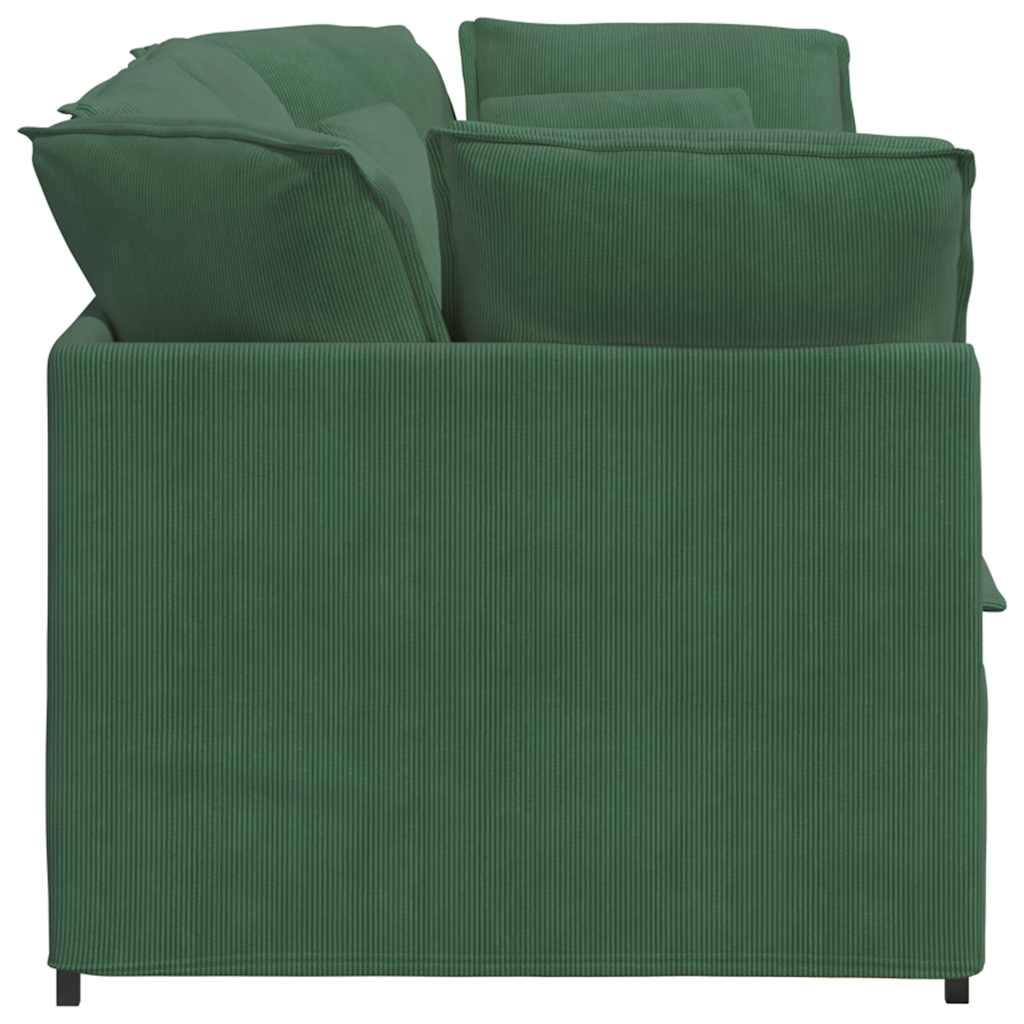 Modulares Sofa mit Kissen Cordstoff Dunkelgrün