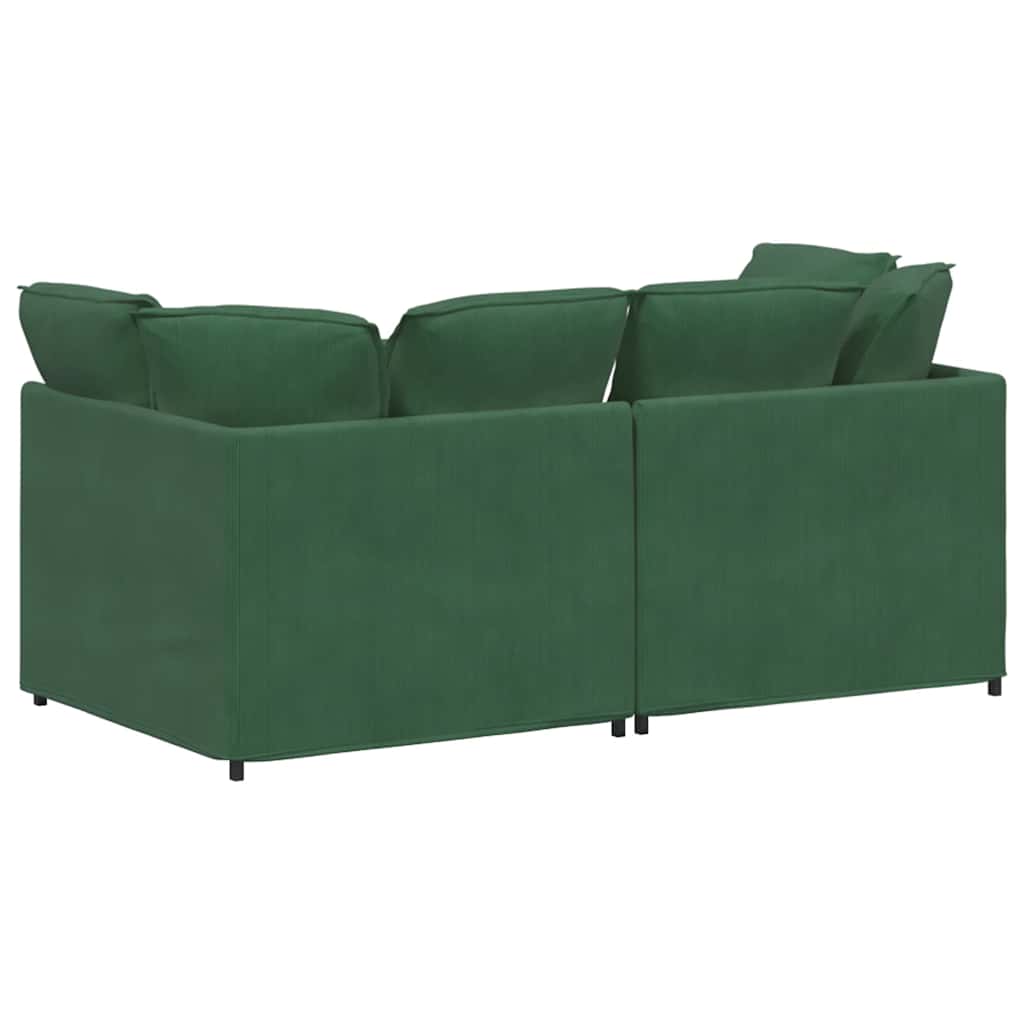 Modulares Sofa mit Kissen Cordstoff Dunkelgrün