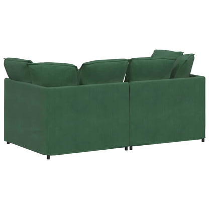 Modulares Sofa mit Kissen Cordstoff Dunkelgrün