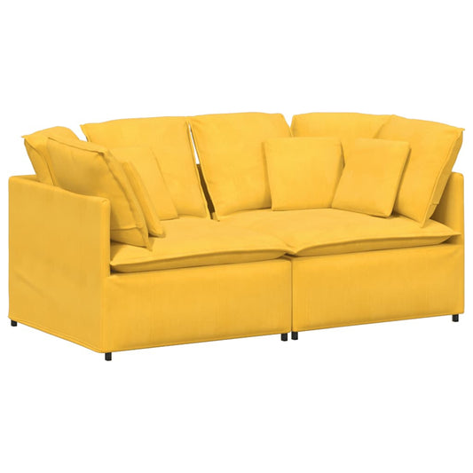 Modulares Sofa mit Kissen Cordstoff Hellgelb