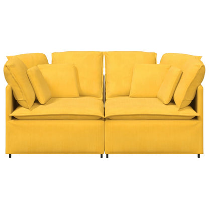Modulares Sofa mit Kissen Cordstoff Hellgelb