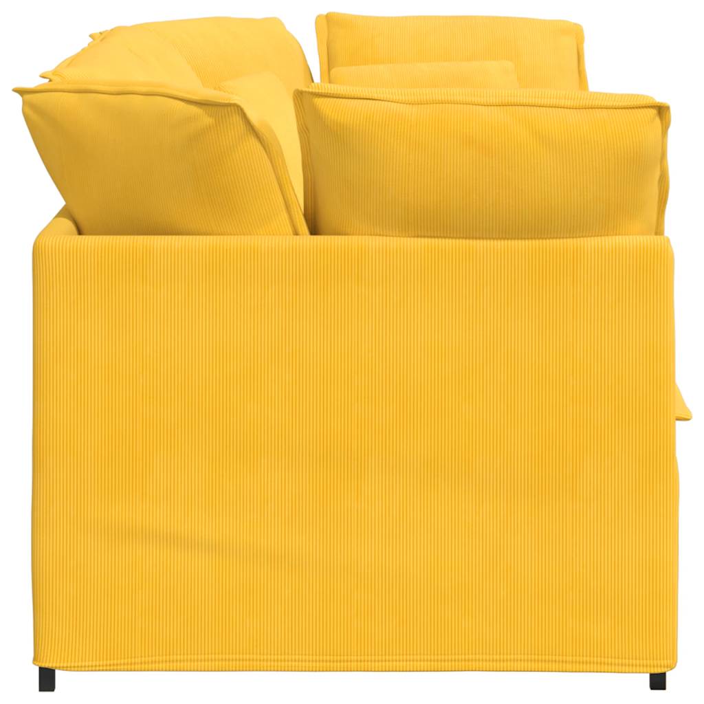 Modulares Sofa mit Kissen Cordstoff Hellgelb