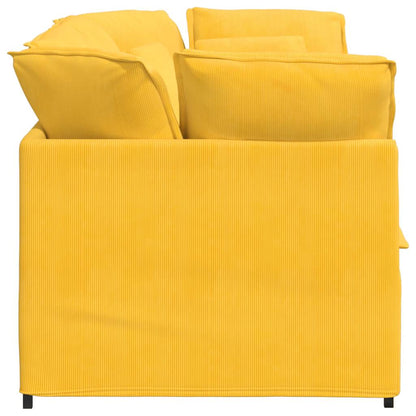Modulares Sofa mit Kissen Cordstoff Hellgelb