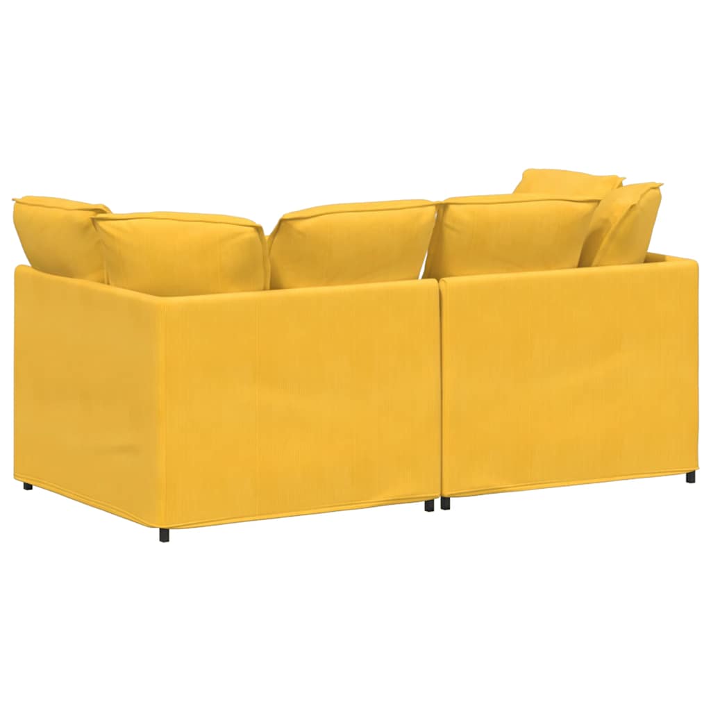 Modulares Sofa mit Kissen Cordstoff Hellgelb