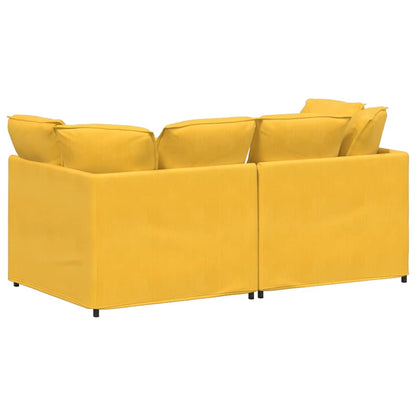 Modulares Sofa mit Kissen Cordstoff Hellgelb