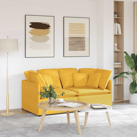 Modulares Sofa mit Kissen Cordstoff Hellgelb