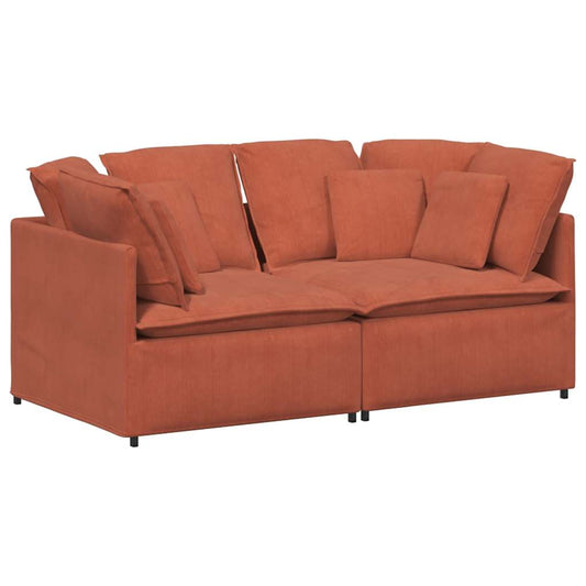 Modulares Sofa mit Kissen Cordstoff Rot Orange
