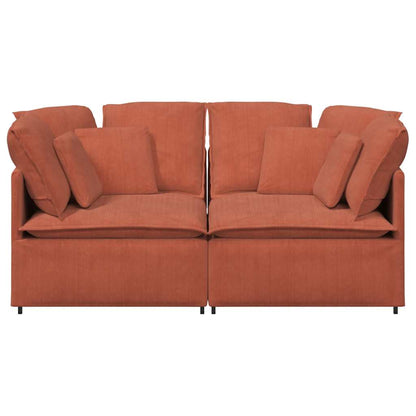 Modulares Sofa mit Kissen Cordstoff Rot Orange