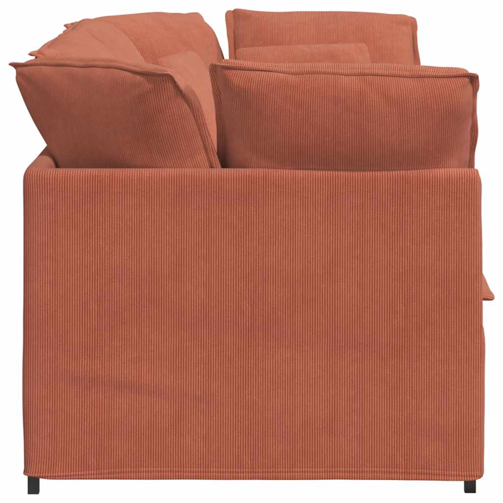 Modulares Sofa mit Kissen Cordstoff Rot Orange