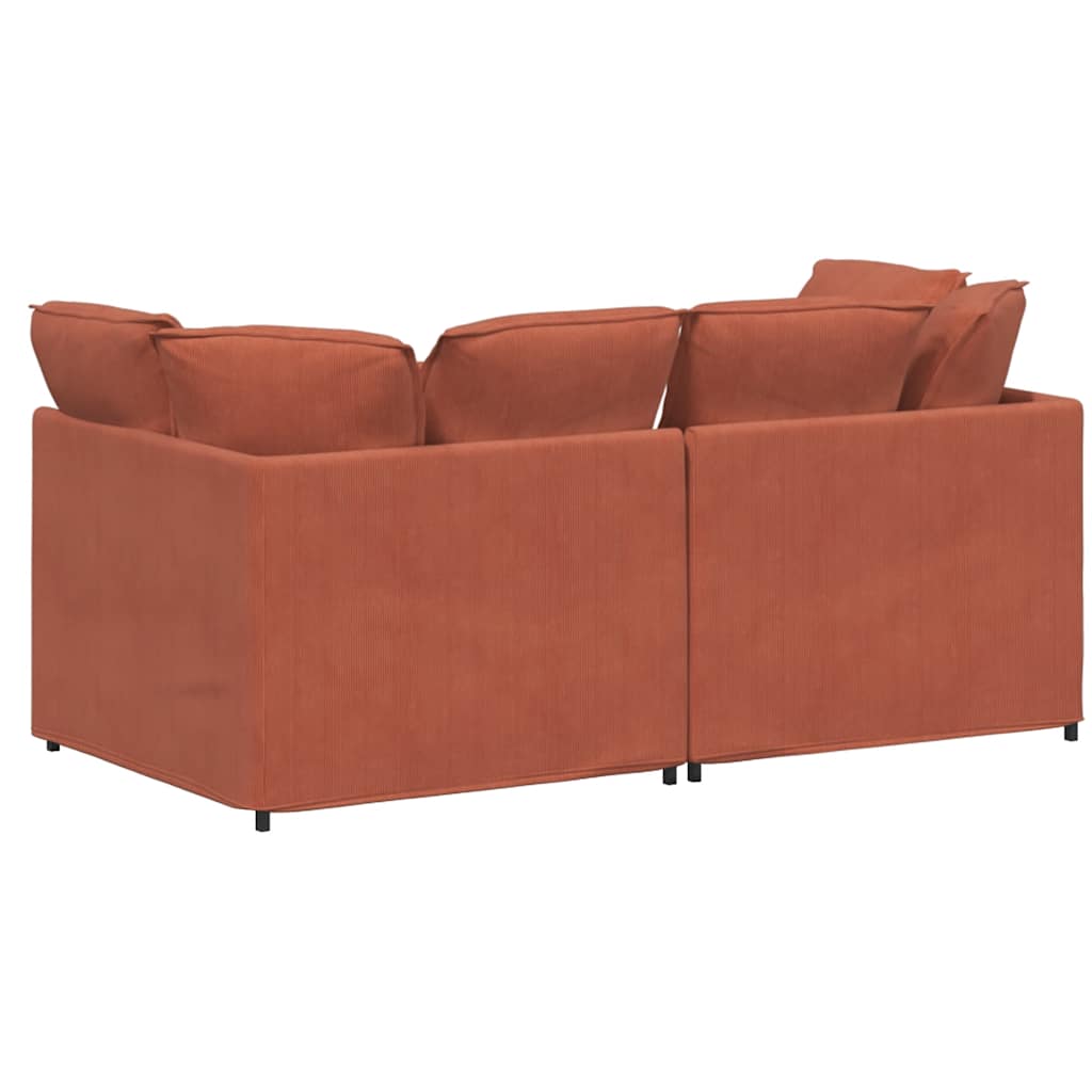 Modulares Sofa mit Kissen Cordstoff Rot Orange