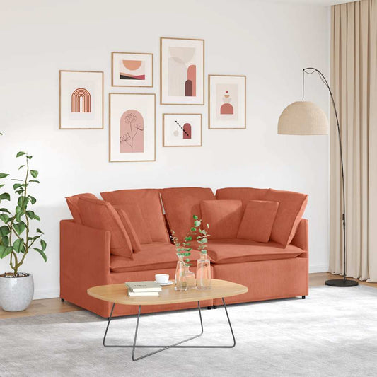 Modulares Sofa mit Kissen Cordstoff Rot Orange