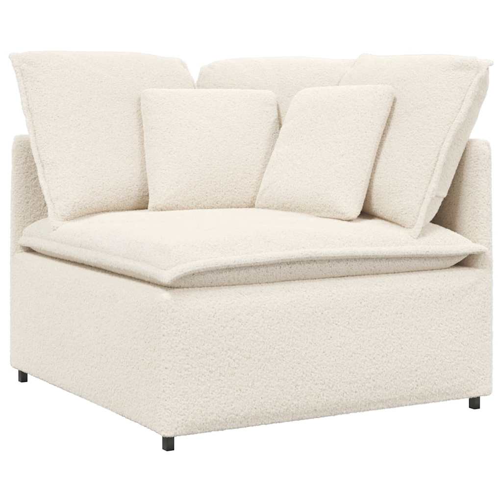 Modulares Sofa mit Kissen Stoff in Lammwolloptik Creme