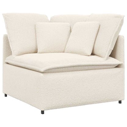 Modulares Sofa mit Kissen Stoff in Lammwolloptik Creme