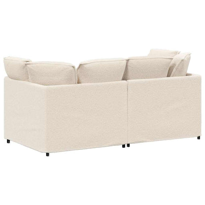 Modulares Sofa mit Kissen Stoff in Lammwolloptik Creme