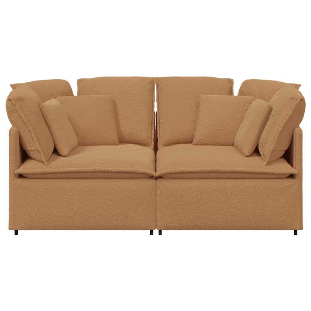 Modulares Sofa mit Kissen Stoff in Lammwolloptik Beige