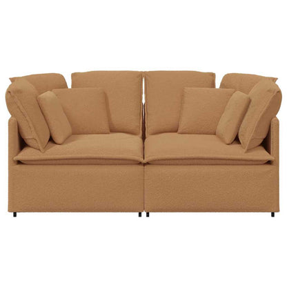 Modulares Sofa mit Kissen Stoff in Lammwolloptik Beige