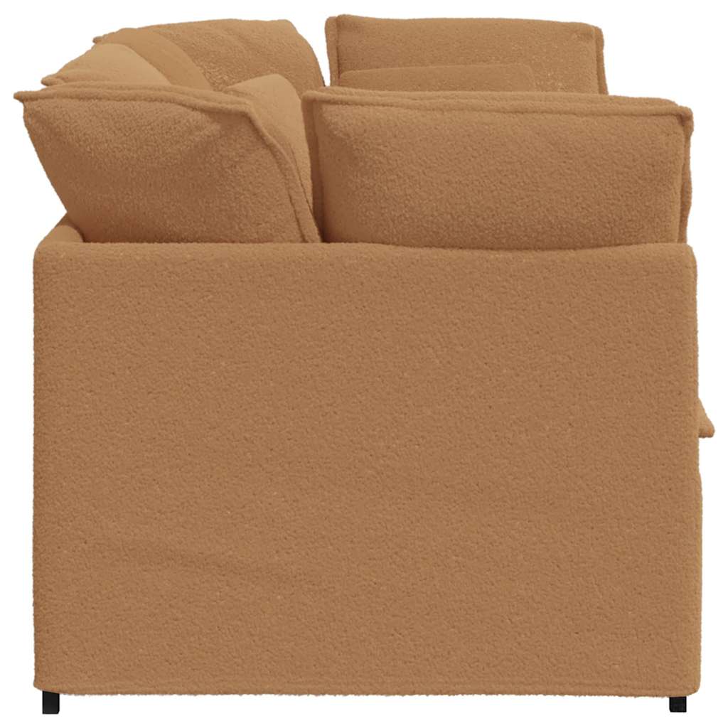 Modulares Sofa mit Kissen Stoff in Lammwolloptik Beige