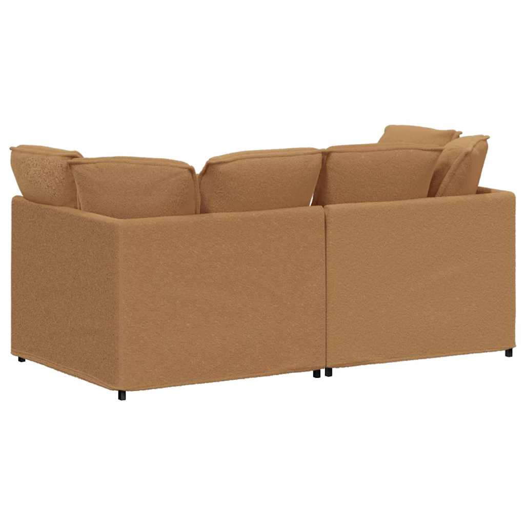 Modulares Sofa mit Kissen Stoff in Lammwolloptik Beige