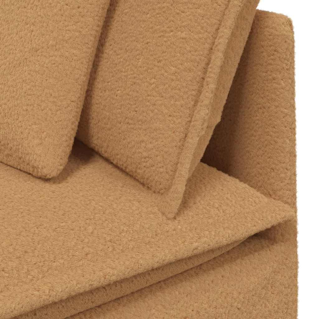 Modulares Sofa mit Kissen Stoff in Lammwolloptik Beige