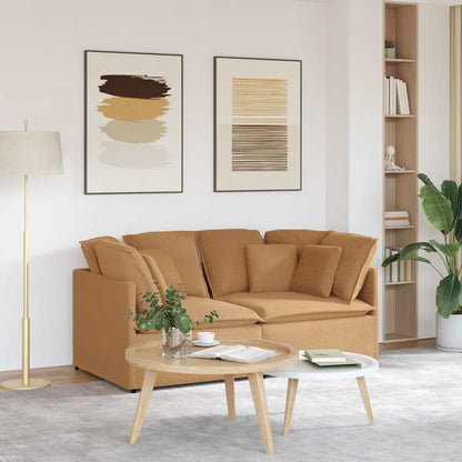 Modulares Sofa mit Kissen Stoff in Lammwolloptik Beige
