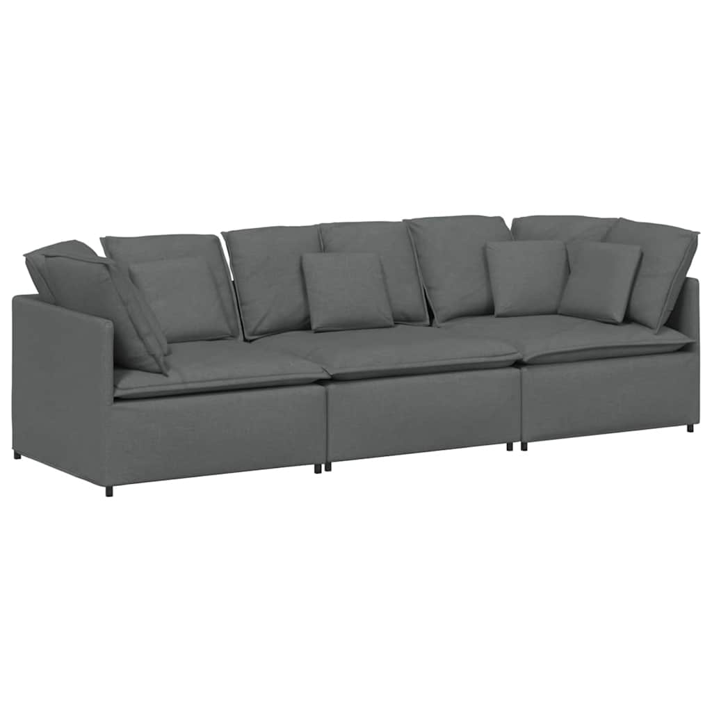 Modulares Sofa mit Kissen Stoff Dunkelgrau