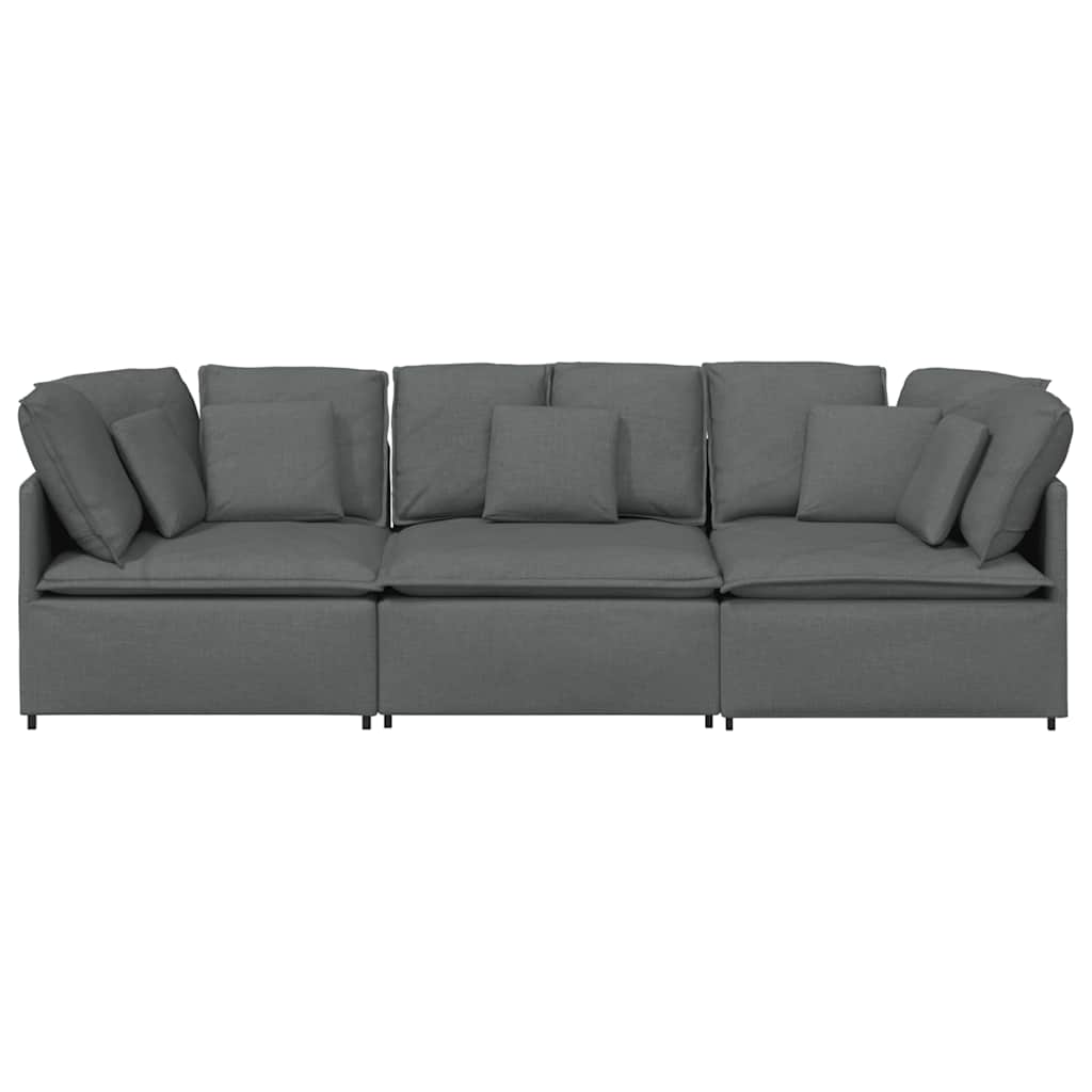 Modulares Sofa mit Kissen Stoff Dunkelgrau