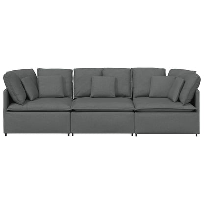 Modulares Sofa mit Kissen Stoff Dunkelgrau