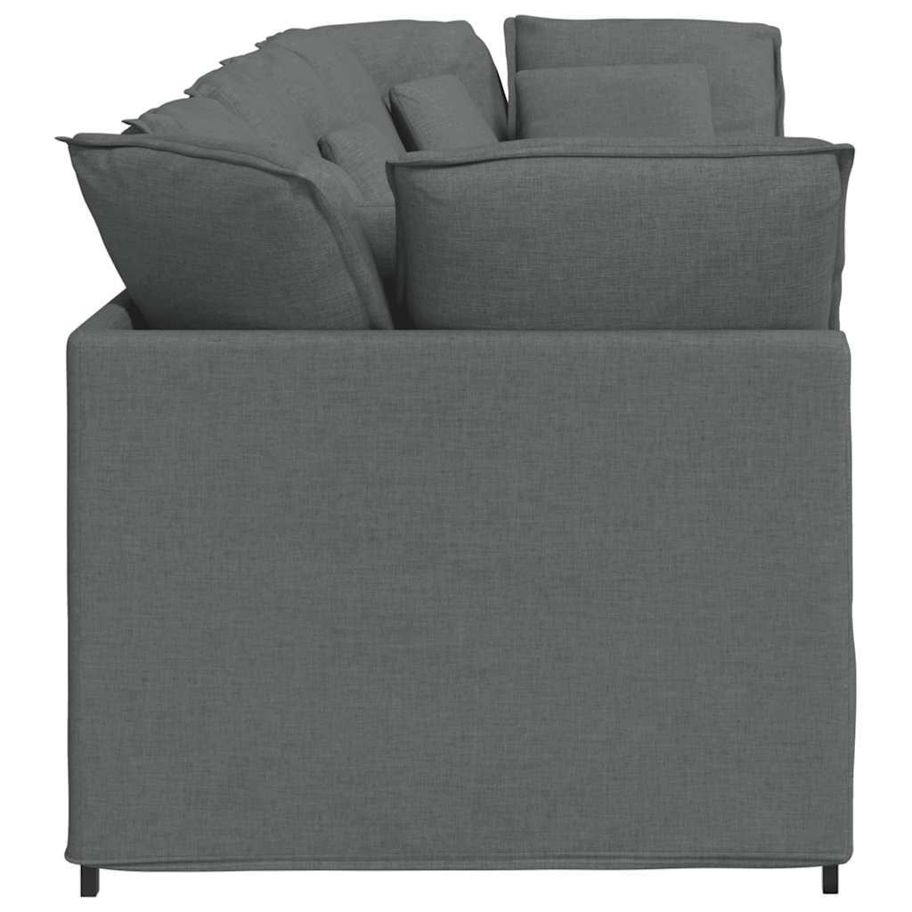 Modulares Sofa mit Kissen Stoff Dunkelgrau