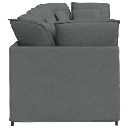 Modulares Sofa mit Kissen Stoff Dunkelgrau