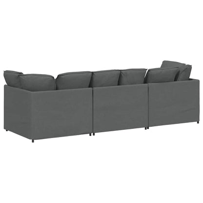 Modulares Sofa mit Kissen Stoff Dunkelgrau