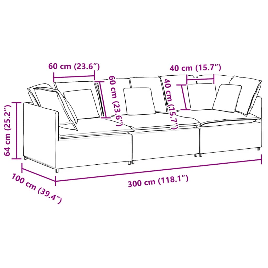 Modulares Sofa mit Kissen Stoff Dunkelgrau