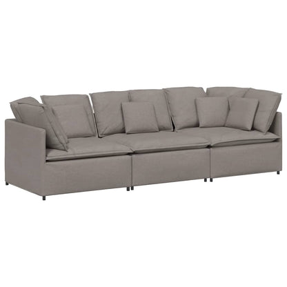 Modulares Sofa mit Kissen Stoff Taupe
